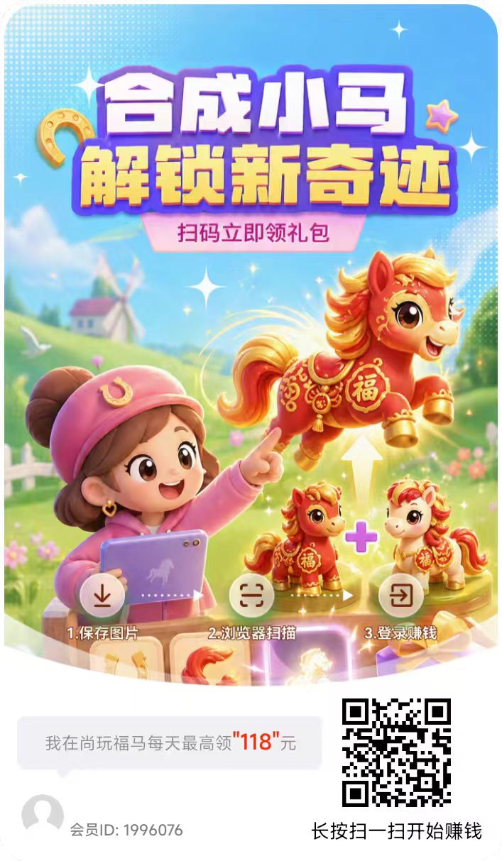 尚玩福马，零撸合成广告赚玩法，保底收益高